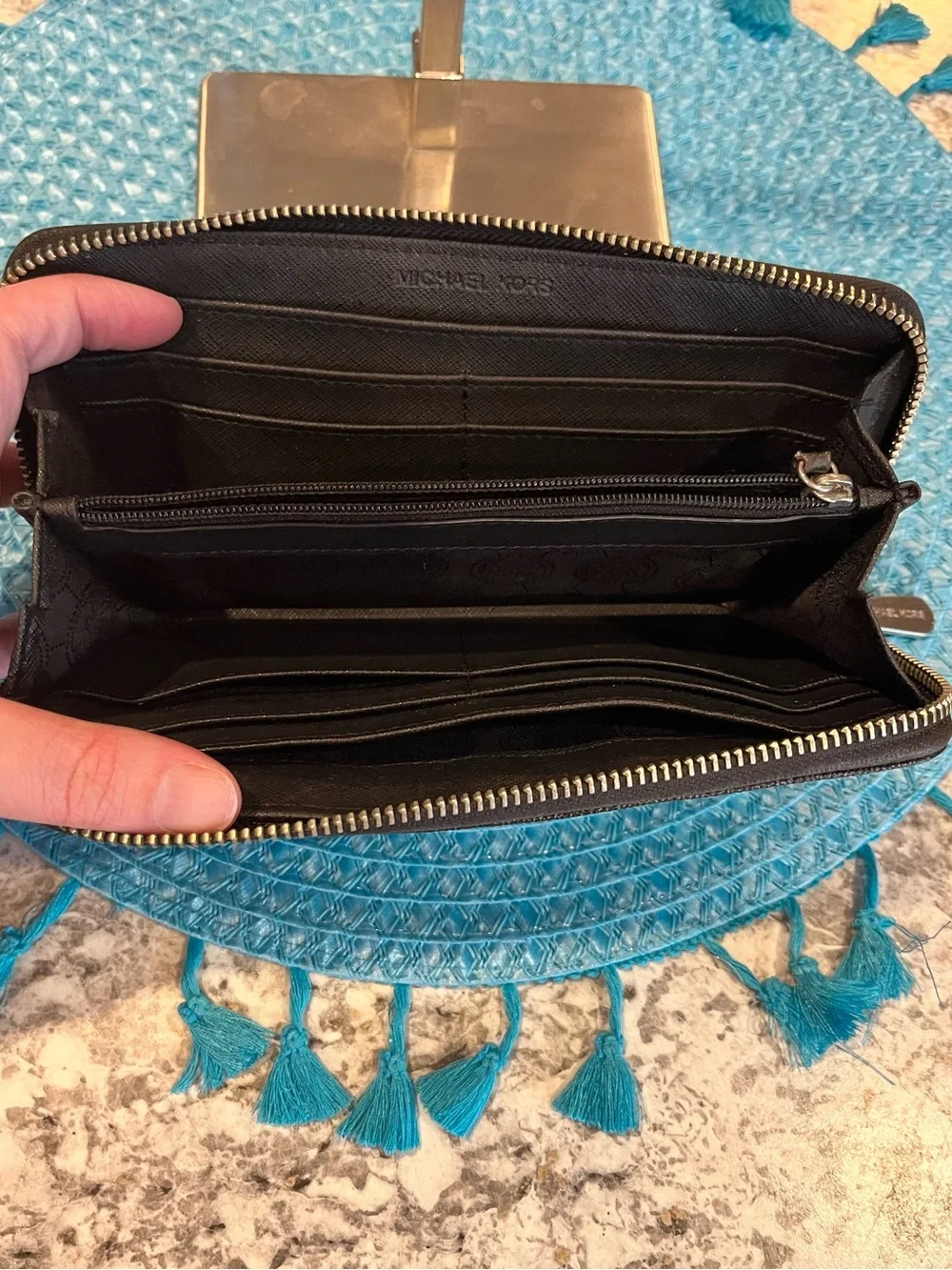 Michael Kors Studded Zip Around Long Wallet